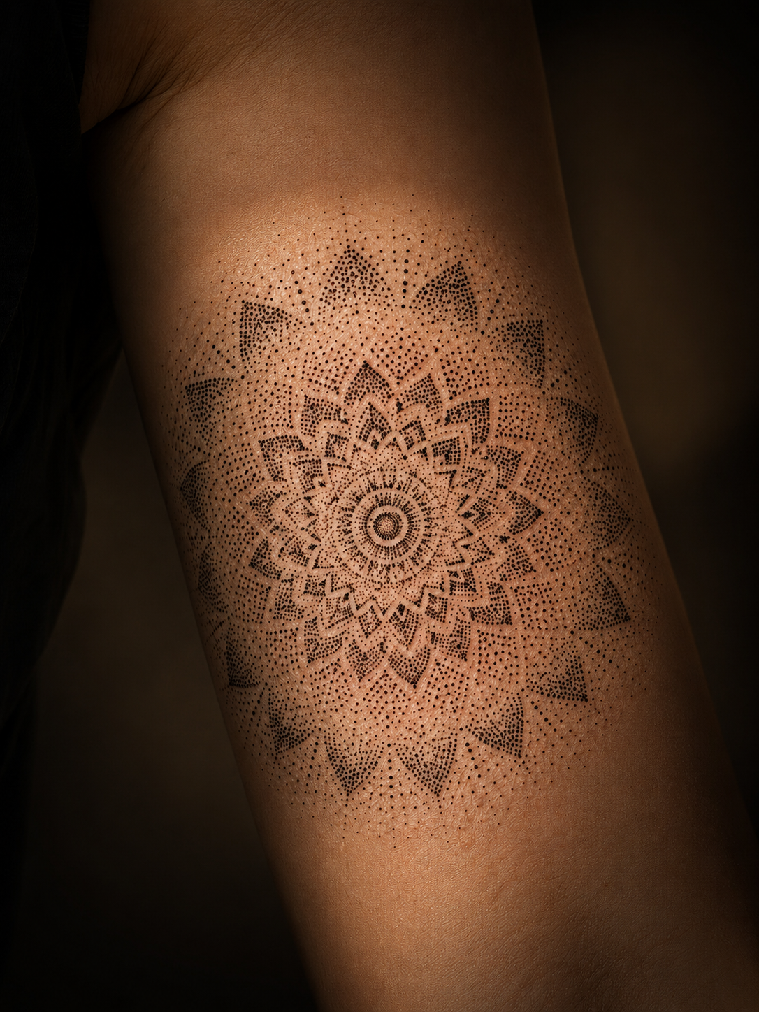 AI-generated style reference for Geometric & Dotwork. Not a photograph of finished client work.